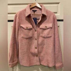 Skies are Blue button up pink shirt jacket